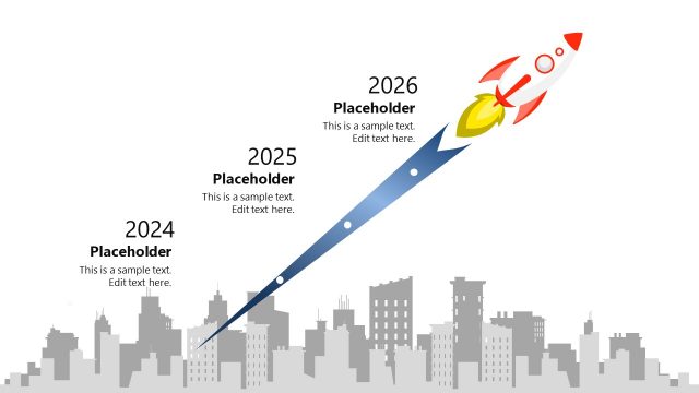 3-Year Infographic Rocket Timeline Diagram – White Background