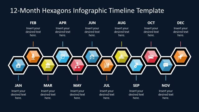 12-Month Hexagon Infographic Template
