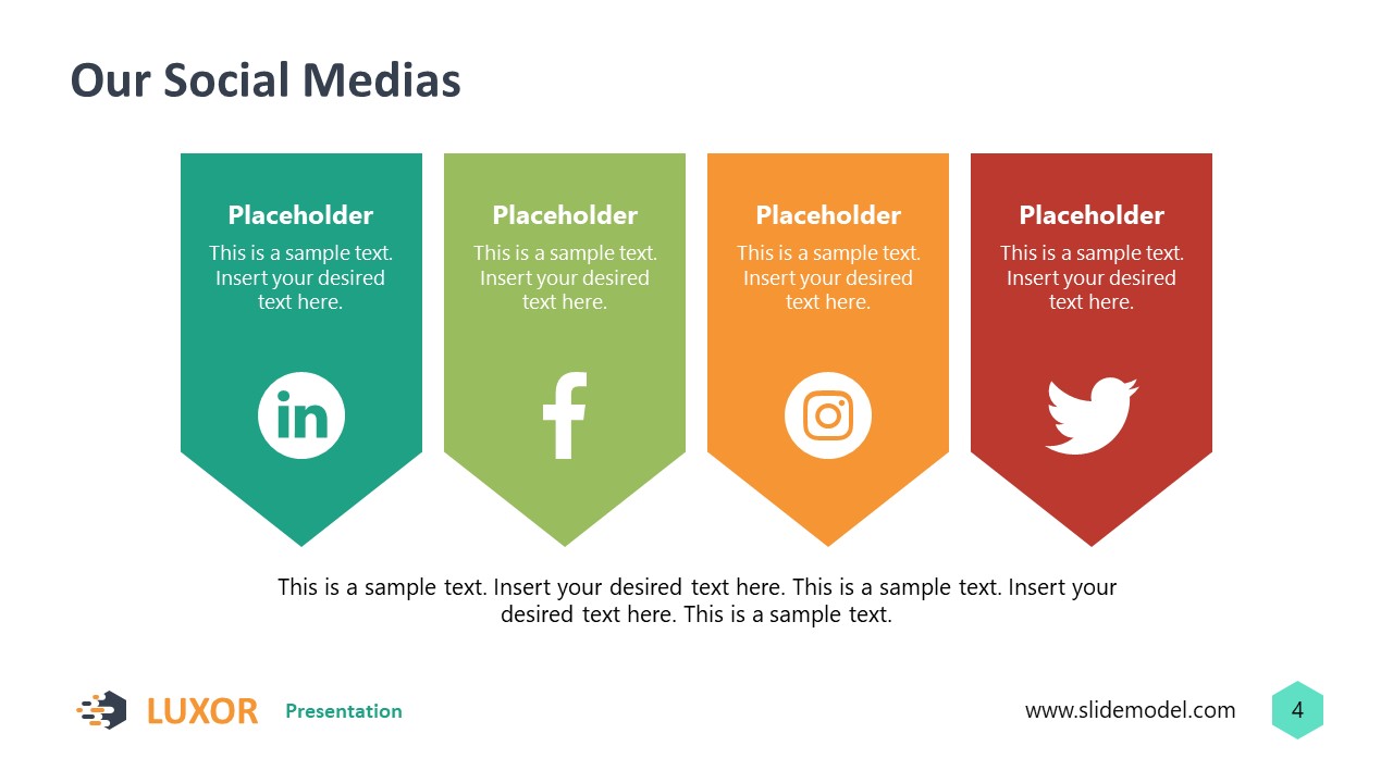 Four Segment Social Profile Labels Display Slide