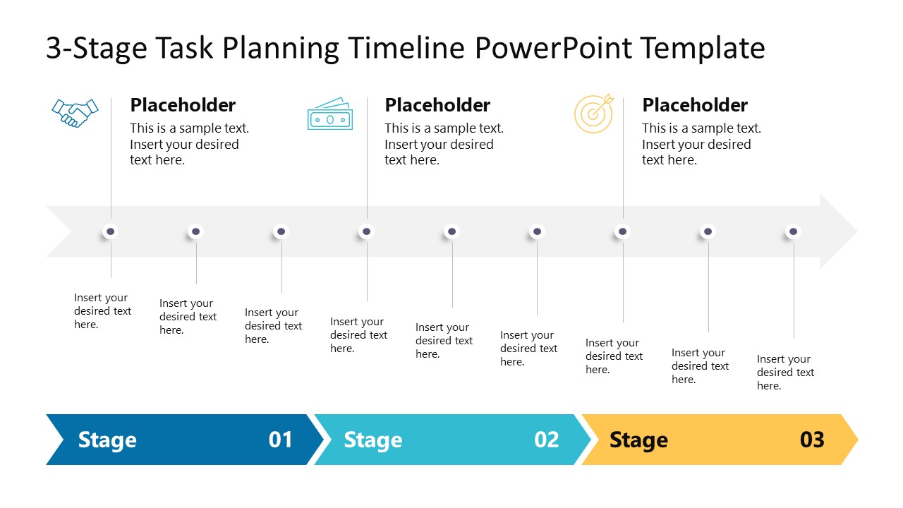 3 Stage Task Planning Timeline Template For Powerpoint Slidemodel