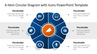 Editable 6-Item Circular Diagram PPT Template