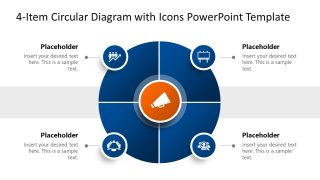 Editable 4-Item Circular Diagram PPT Template