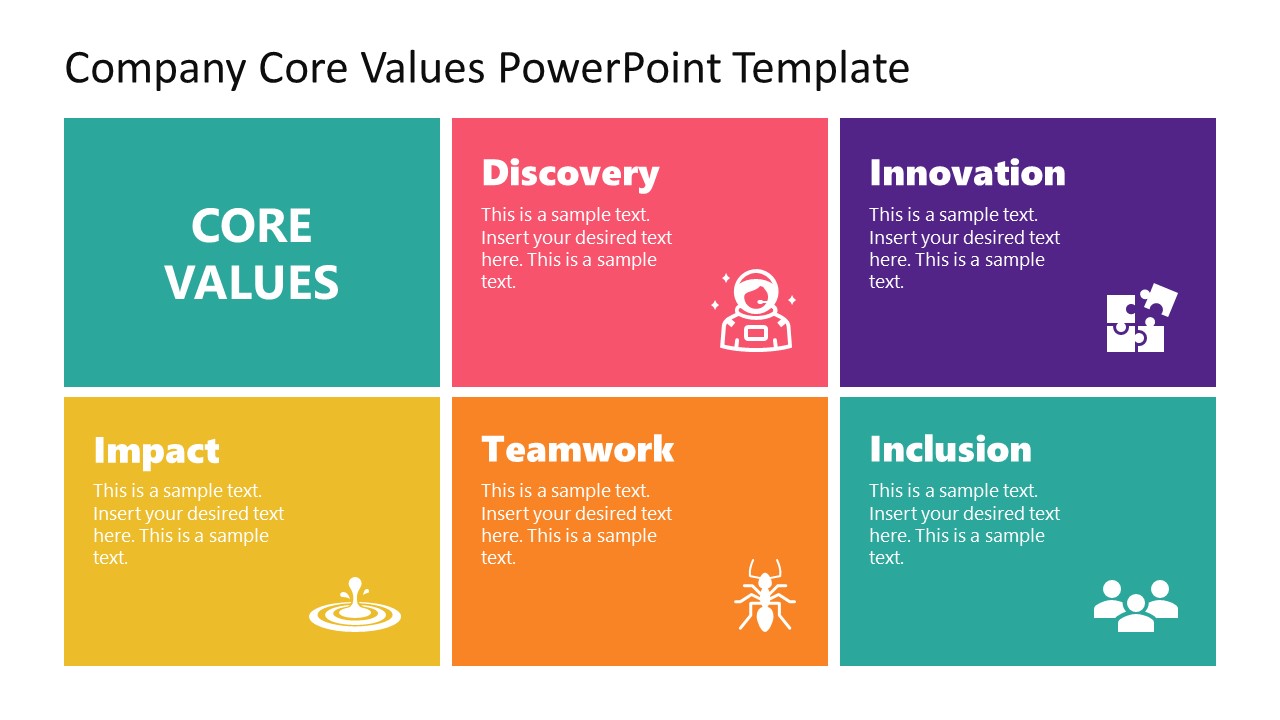 Tabulated Layout for Company Core Values
