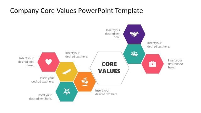 Hexagons Infographic Diagram for Company Core Values