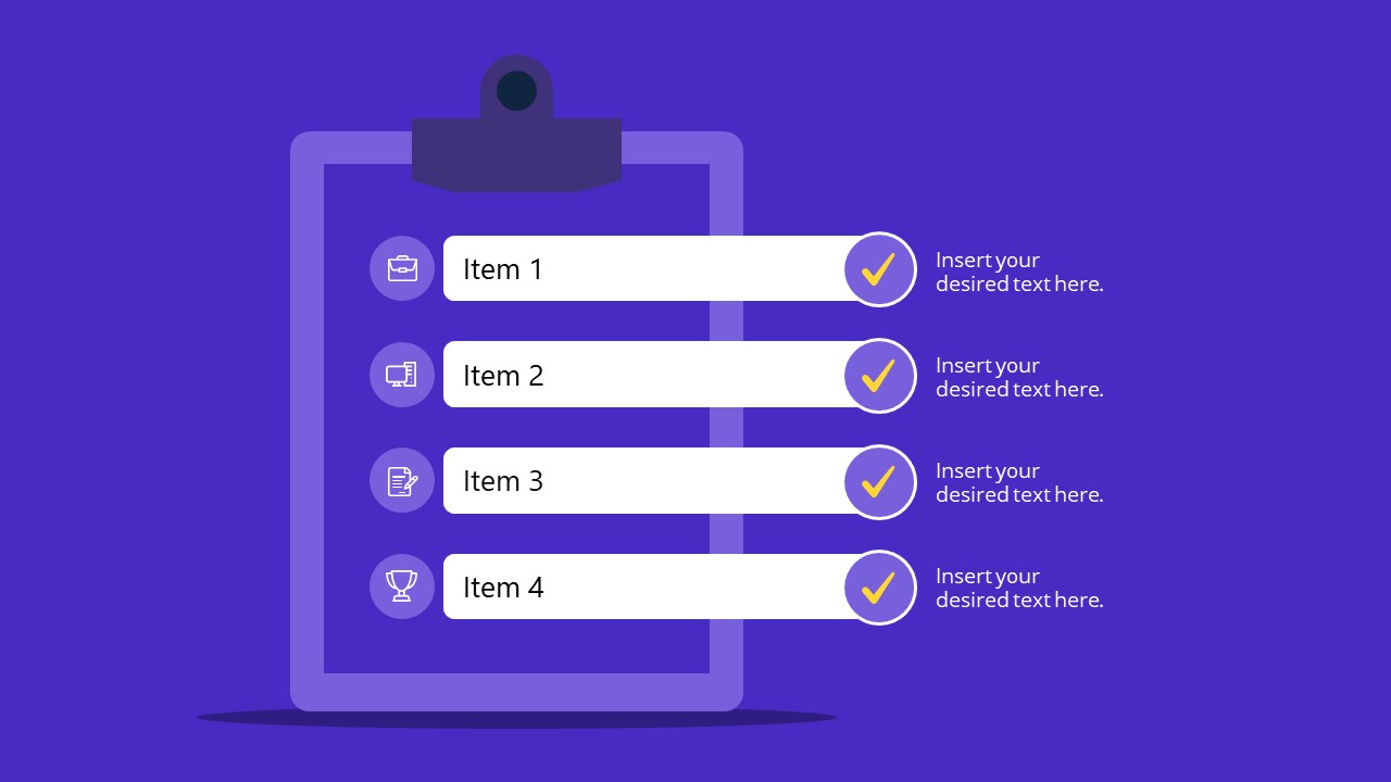 4-Item Checklist Diagram with Colored Background