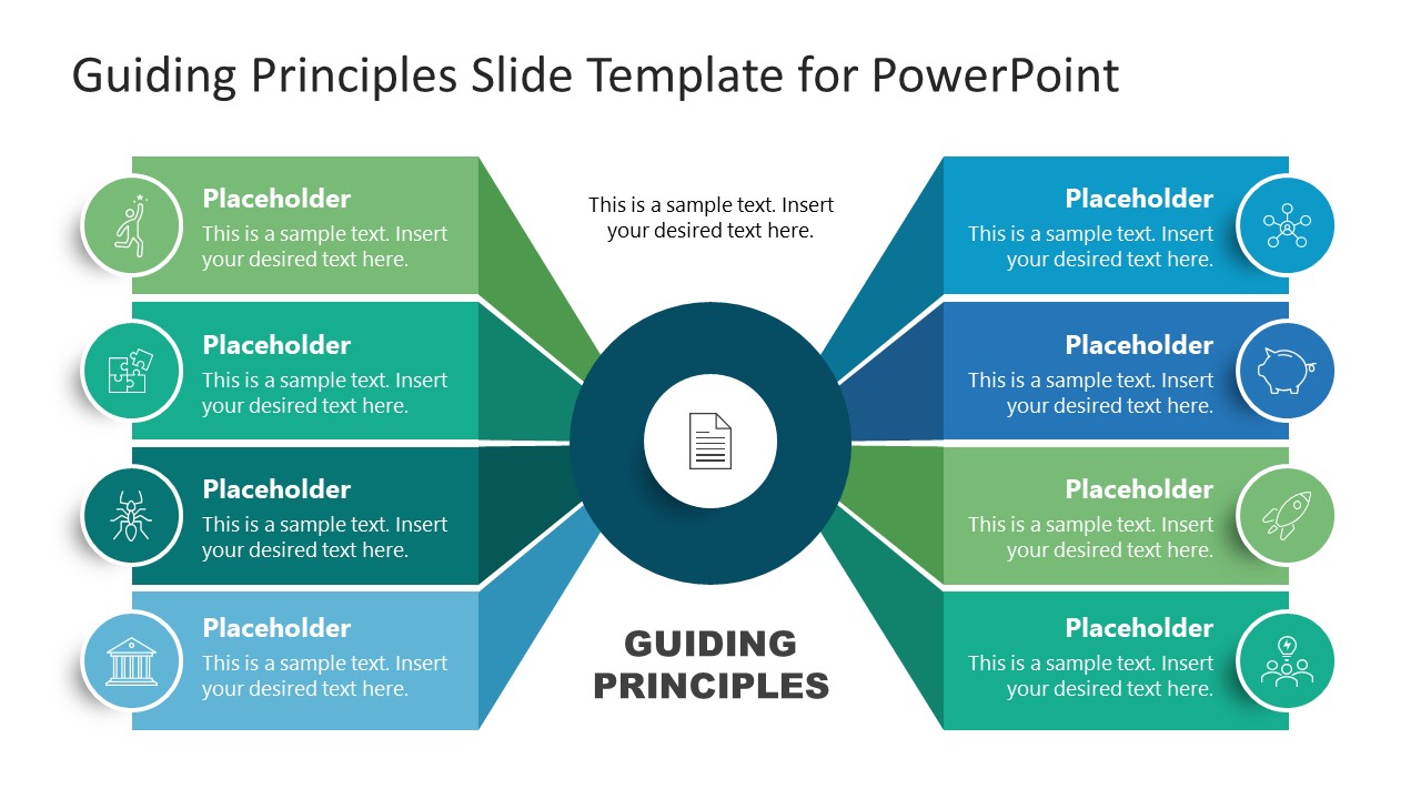 Colored Editable PPT Diagram for Guiding Principles Presentation