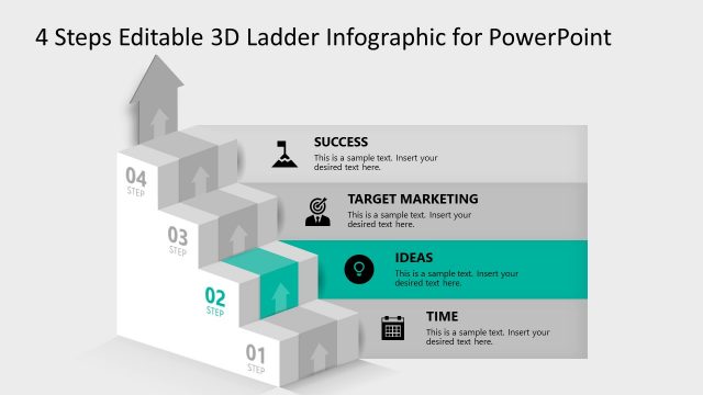4 Steps Editable 3D Ladder Infographic PPT Template