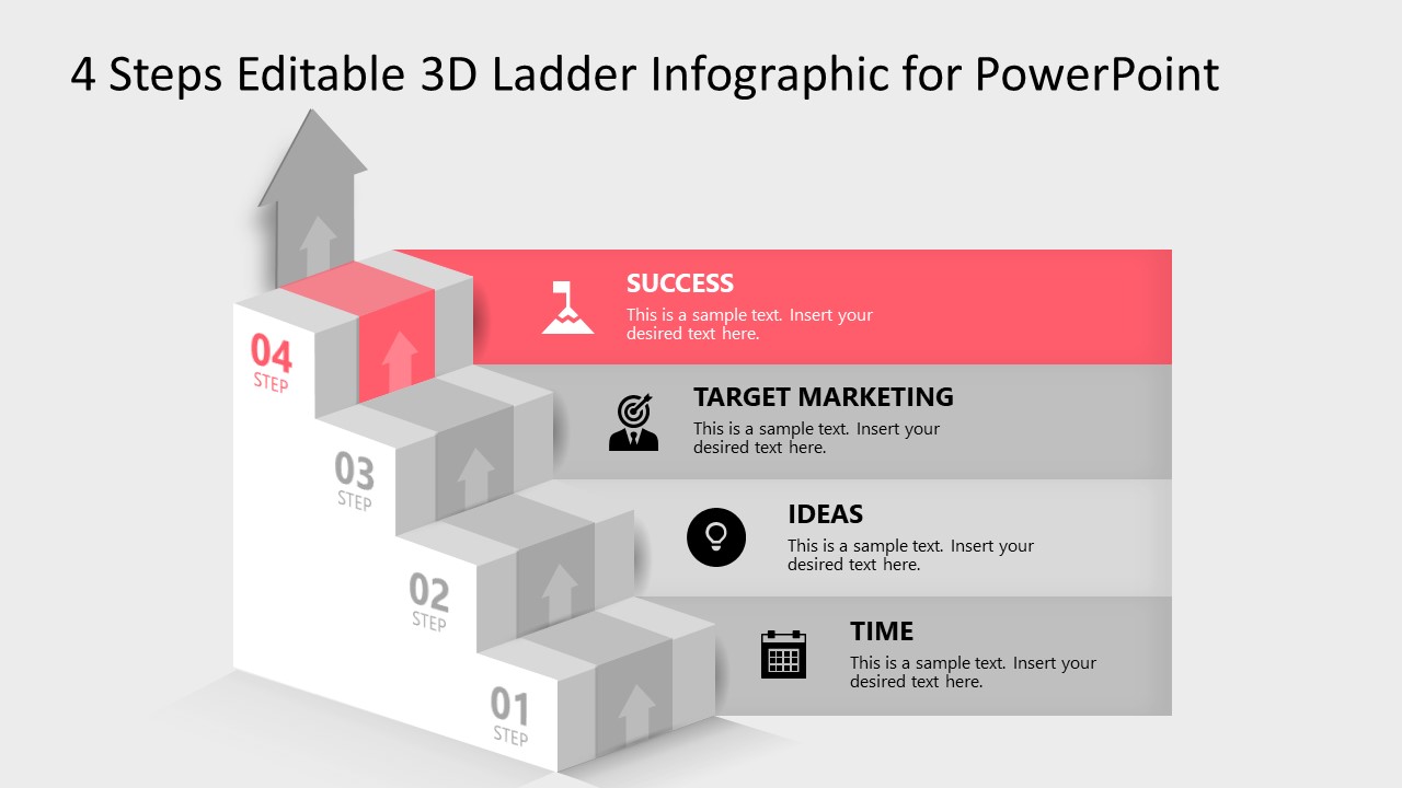 4 Steps 3D Ladder Infographic PPT Template - Spotlight Slide Step 4