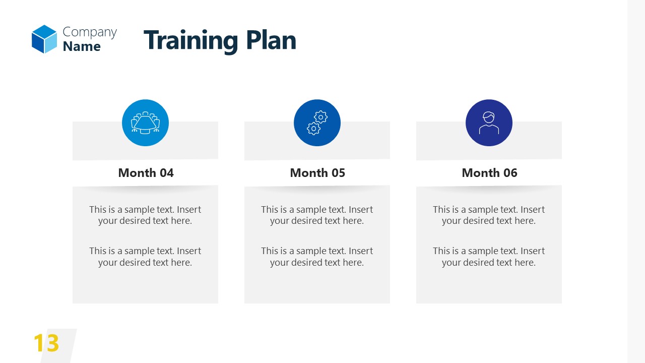 Three Months Employee Training Plan with Meaningful Icons