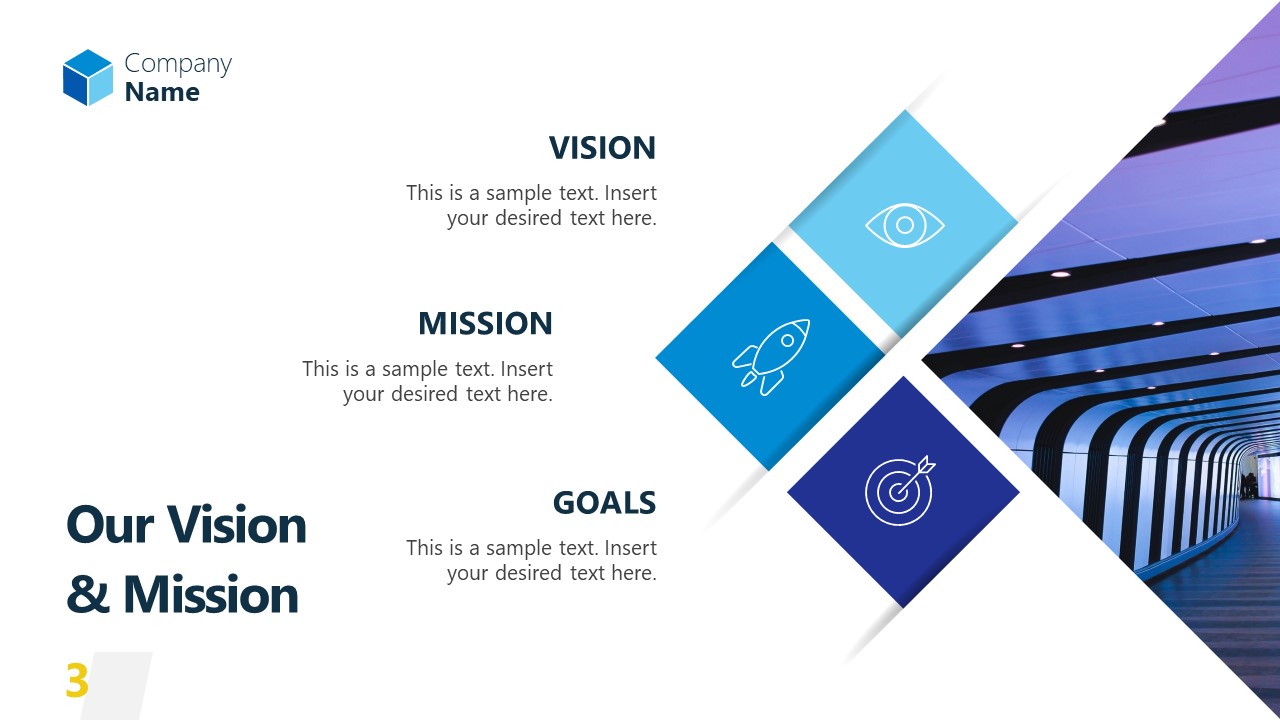 PPT Slide Template for Company Mission and Vision