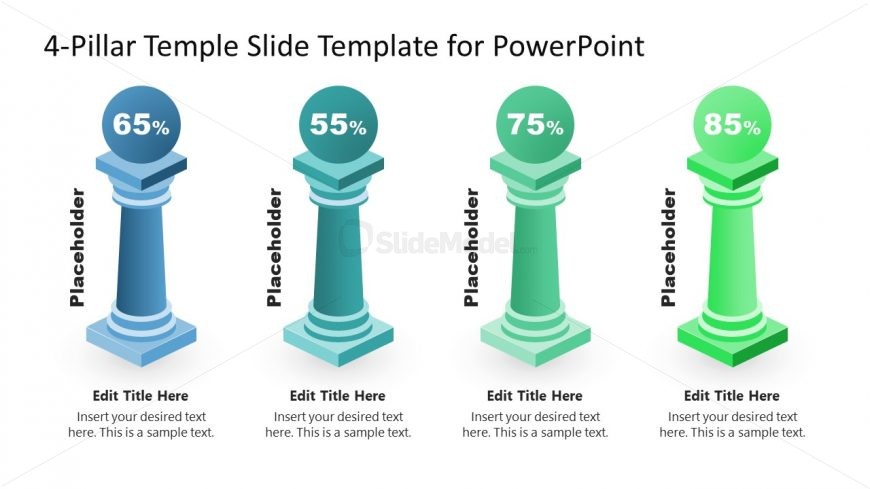 4 Pillars with Percentage Circular Text Areas