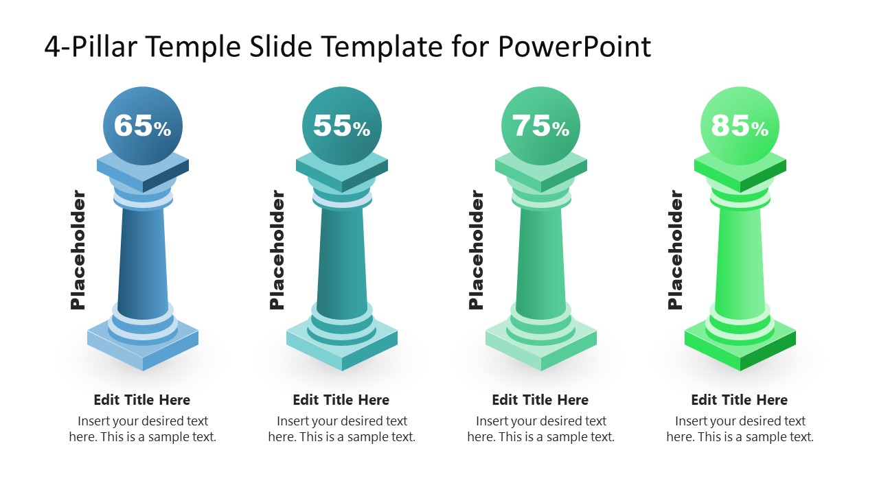 4 Pillars with Percentage Circular Text Areas