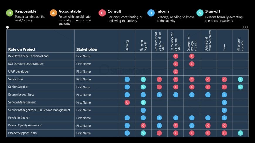 Project Roles Distribution Editable PPT Matrix