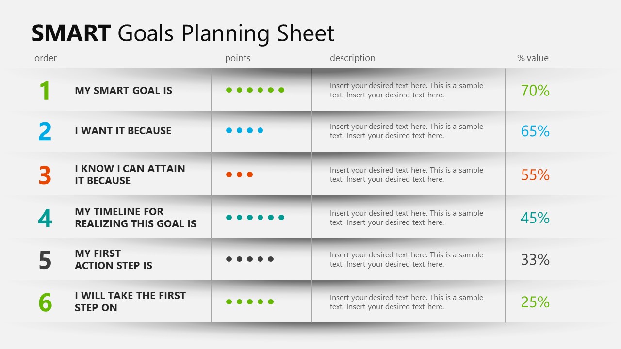Template Slide for SMART Goals Planning
