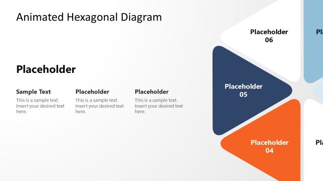 Hexagonal PPT Diagram with Placeholder Text