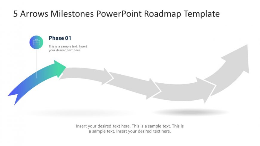 Curved Timeline Diagram - Arrow Milestones for PPT