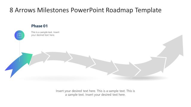8 Arrows Milestones PowerPoint Roadmap Slide Template
