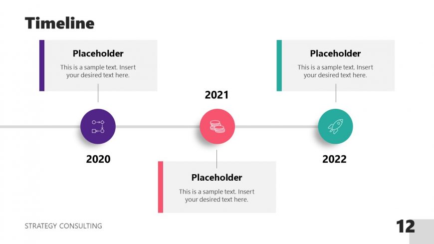 PPT Slide Template of Horizontal Timeline Design