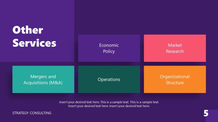 Editable Colored Tiles PPT Design for Strategy Consulting