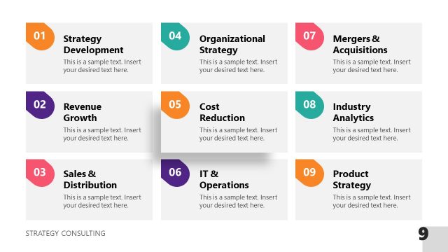 Grid Layout Slide for Strategy Consulting Benefits