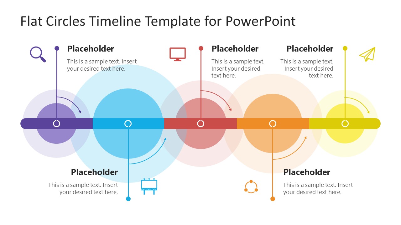 Editable Milestones Flat Circles PPT Template