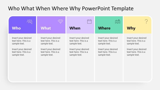 Table Chart for 5W Model PowerPoint Template