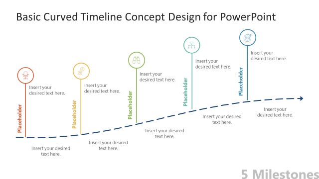 Curved Timeline Slide with 5 Milestones