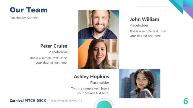 Our Team Slide with Images – Carnival Pitch Deck PPT Template