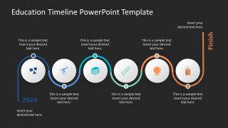 PowerPoint Slide with Dark Background - Educational Timeline Infographic