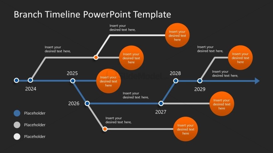 Customizable Branch Timeline PPT Template