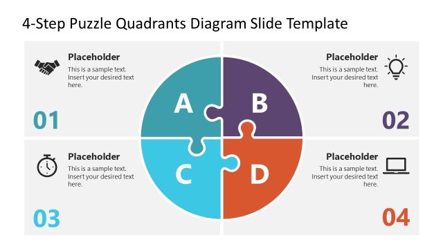 4 Step Puzzle Quadrants Diagram PowerPoint Template