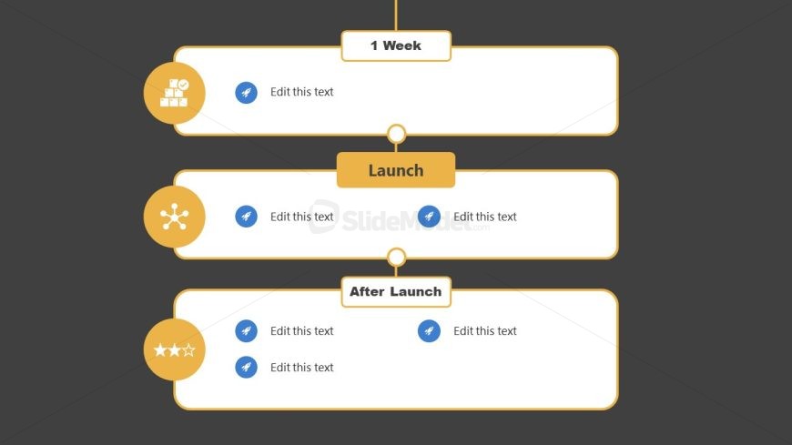 Product Launch Vertical Timeline Diagram Layout