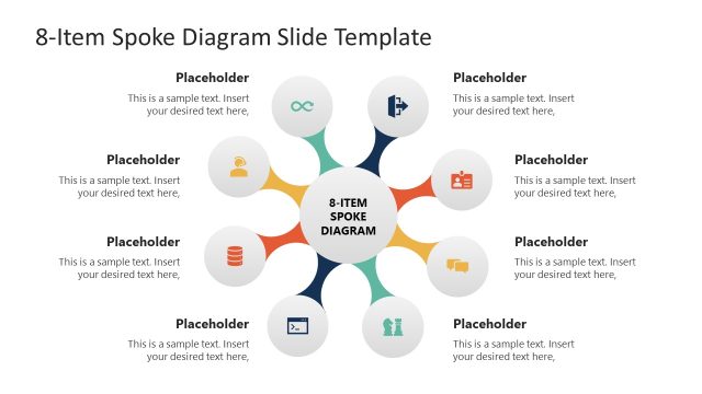 8-Item Spoke Diagram Slide Template for PowerPoint