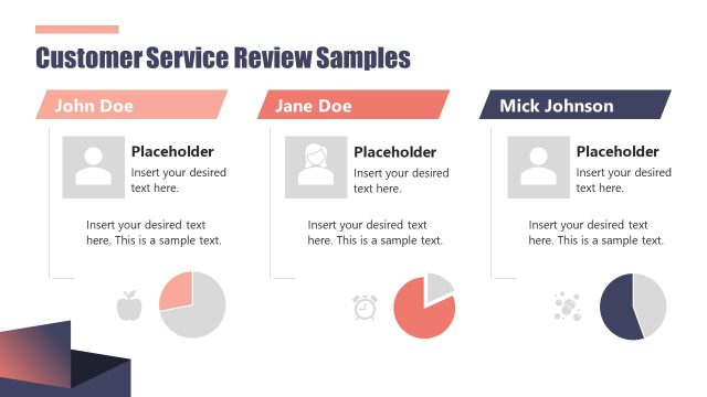 Customer Service Review Samples Slide with Pie Chart