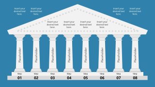 Presentation Slide Template with 8-Step Pillar Diagram