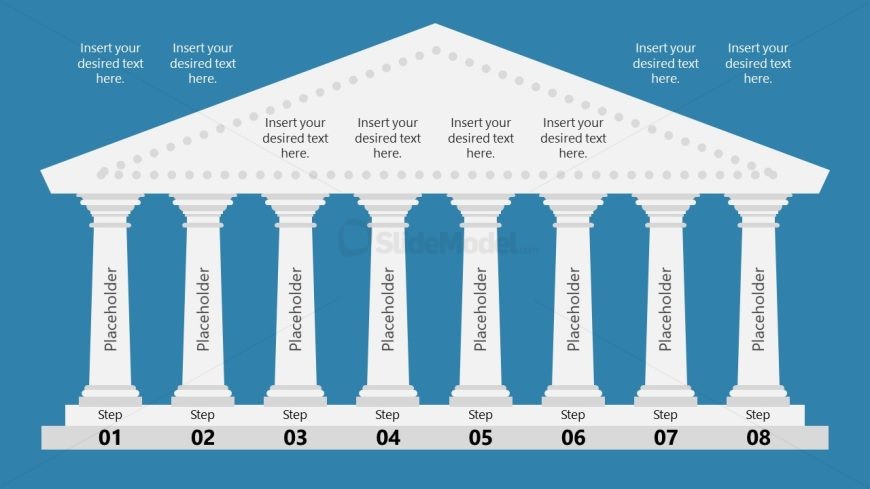 Presentation Slide Template with 8-Step Pillar Diagram