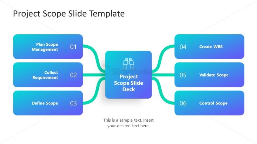 Customizable Project Scope Slide with Connected Shapes Diagram