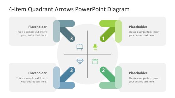 4-Item Quadrant Arrows PowerPoint Diagram