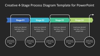 PPT 4-Stage Diagram for Presentation with Dark Background