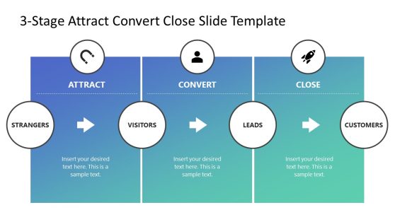 3-Stage Attract Convert Close Template for PowerPoint