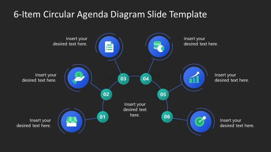 6-Item Circular Agenda Template for PowerPoint