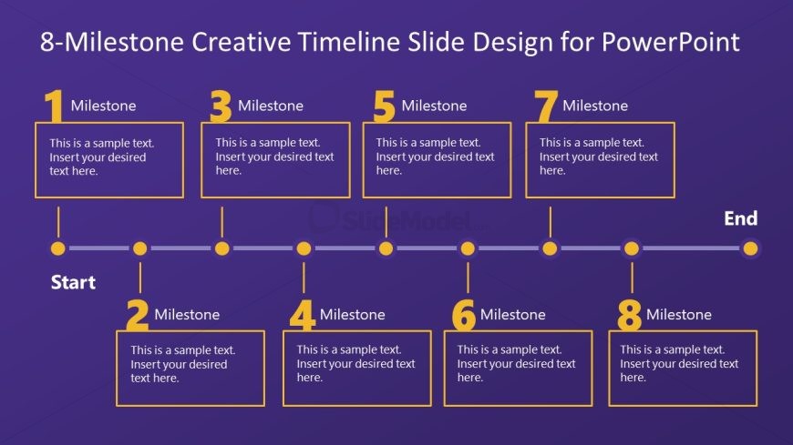 Blue Background Creative 8-Milestone PPT Template