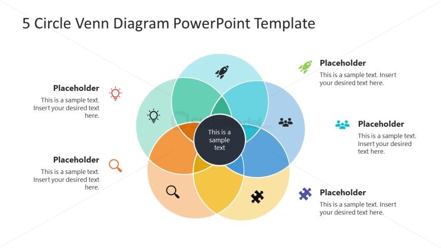 Editable 5 Circle Diagram for Presentation