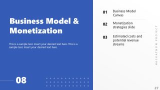 Hackathon PowerPoint Template - Business Model & Monetization Slide 