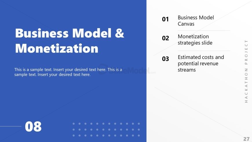 Hackathon PowerPoint Template - Business Model & Monetization Slide