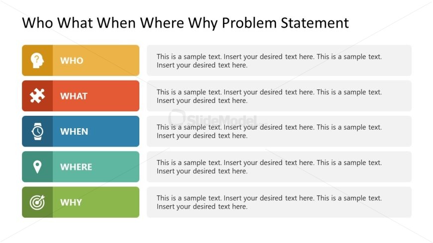 Editable Who What When Where Why PowerPoint Slide