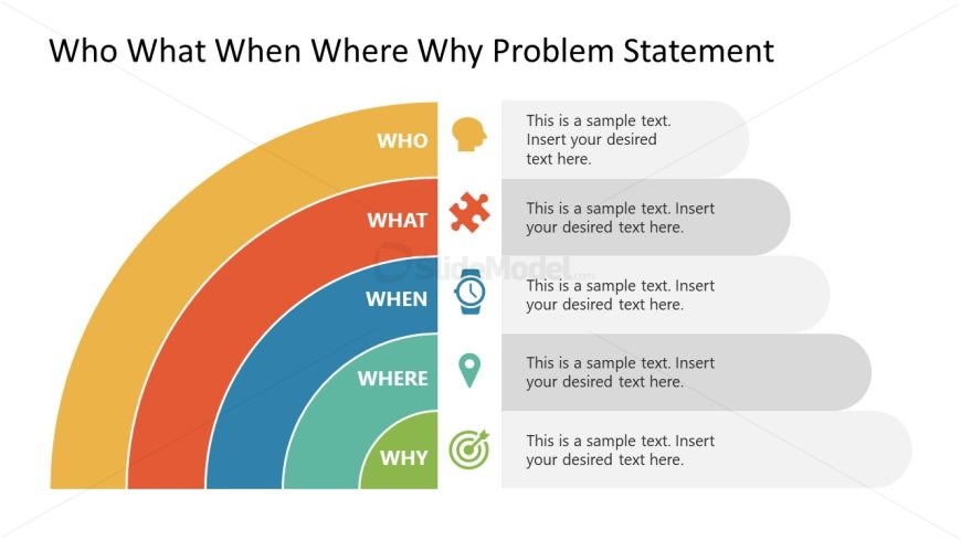 Customizable Who What When Where Why PPT Slide