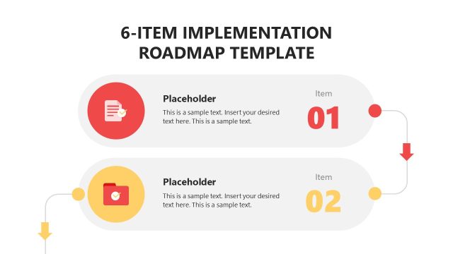 6-Item Implementation Roadmap Presentation PowerPoint Template