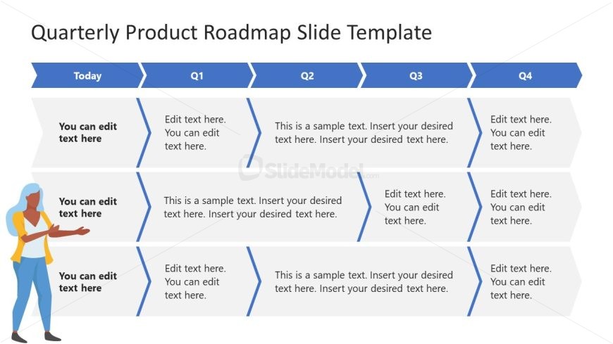 Editable Table Diagram for Quarterly Product Roadmap Overview
