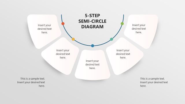 White Theme 5-Step Semi Circle Diagram for PPT